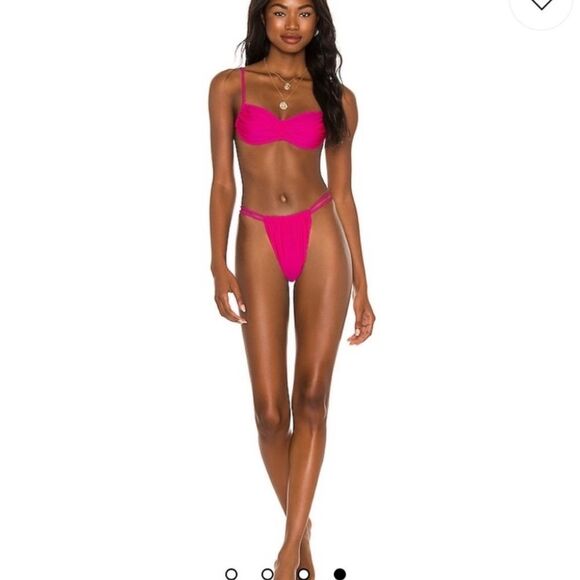 NWT Superdown x Revolve Hazel Bikini Bottom hot pink high waist thong bikini XXS - Picture 1 of 8
